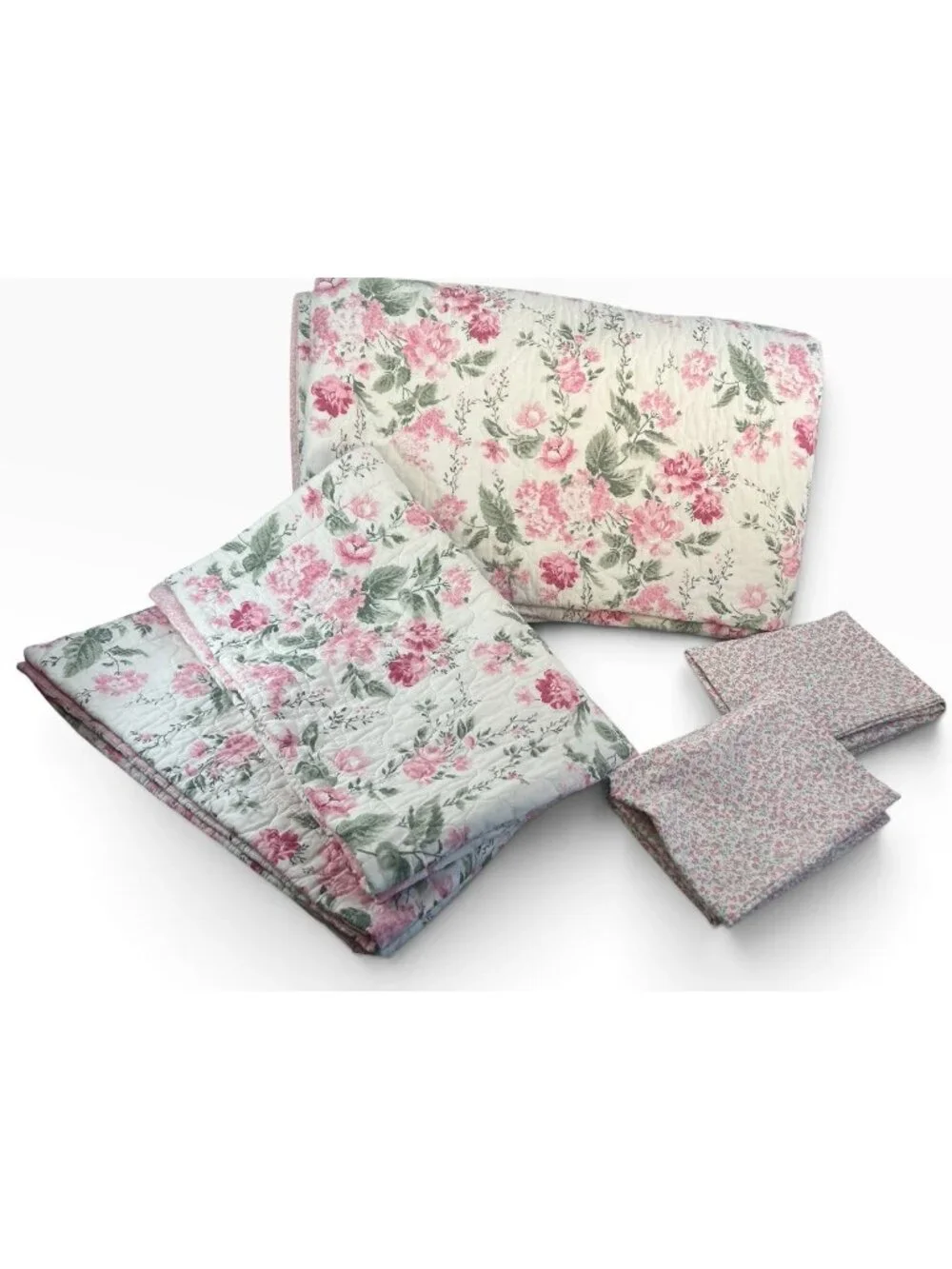 Laura Ashley Breezy Floral King Quilt set 104”x 90” Cottage Core Shabby Chic